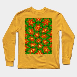 Red Blossom Pattern Long Sleeve T-Shirt